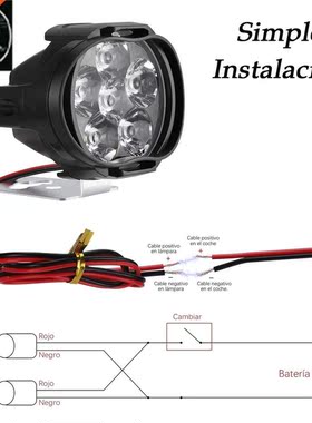 2Pcs/sext Motorcycle External LED Spotlight 6 LED 8W 1000LM