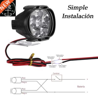 2Pcs/sext Motorcycle External LED Spotlight 6 LED 8W 1000LM