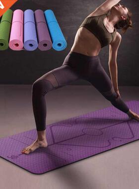 180*610*6mm TPE Yoga Mat with Position Line Non Slip Carpet