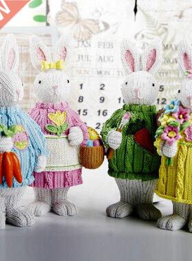 Easter Decoration Lovely Weaving Rabbit Living Room Scene