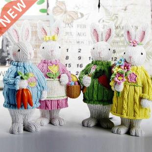 Easter Decoration Lovely Weaving Rabbit Living Room Scene