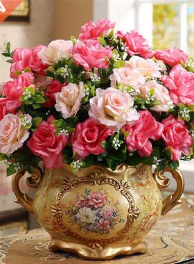 Europe Retro Resin Vase Desk Artificial Flower Pot Home F