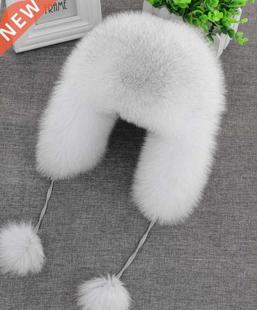 2022 100% Real Fox Fur Hat Women's Russian Ushanka Aviator t