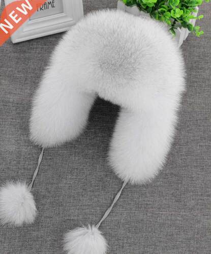 2022 100% Real Fox Fur Hat Women's Russian Ushanka Aviator t