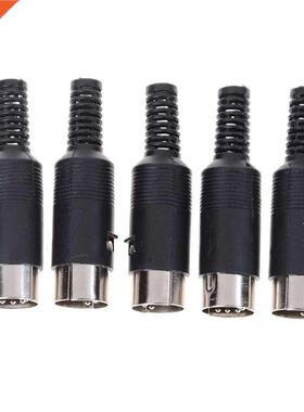 5pcs DIN male Plug Cable Connector 5 Pin with Handle Color W