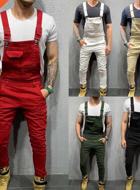 Mens Jeans Overalls Denim Dungaree Bib Overalls Male Jumpsui