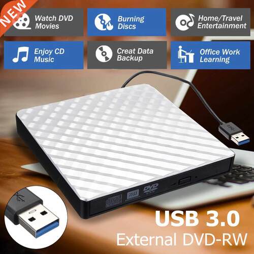 Extenal SB .0 DVD W CD Wite Slim Cabon Gain Dive Bu