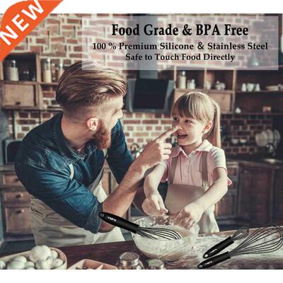 Walfos Silicone Whisk Stainless Steel Wire Whisk Heat Res