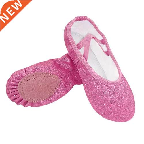 New Ballet Dance Shoes Yoga Gym Flat Slippers Glitter Pink B