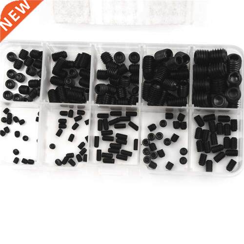200Pcs M3/4/5/6/8/10 Mix Carbon Steel Metric Thread Grub Scr