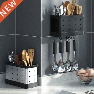 Silver Black Storage Rack Multifunction Utensil Holder