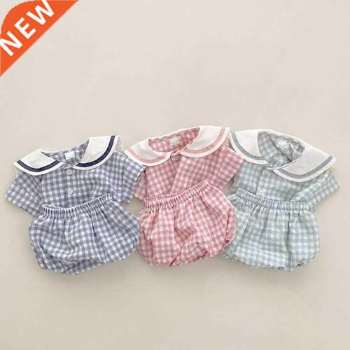 ay Suit Girls Charm Plaid College Style Short Sleeved Top
