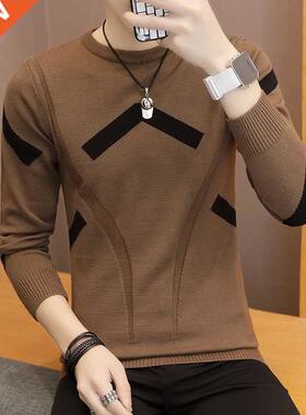 Autumn Men's Knitted Sweater T Shirt O Neck Long Sleeve Pull