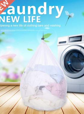 White Drawstring Mesh Net Laundry Bag Nylon Clothes Storage