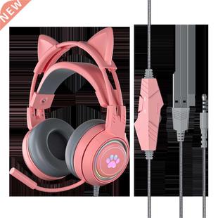 Cat Ear Gaming Headphones For PC Computer Gaming Headsets Wi