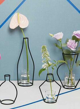 1pc Retro Iron Line Flower Vase Metal Plant Holder Nordic St