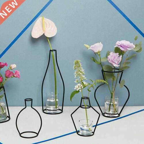 1pc Retro Iron Line Flower Vase Metal Plant Holder Nordic St