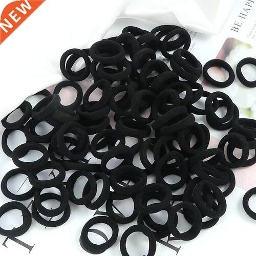 100pcs/Set Black Solid Rubber Band for Women Girl Nylon Smal