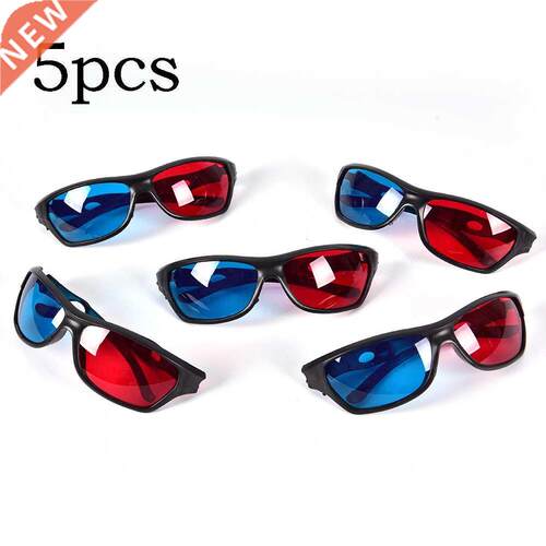5pcs Universal Black Frame Red Blue Cyan Anaglyph 3D Glasses