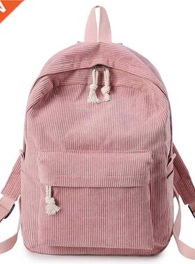 Preppy Style Soft Fabric Backpack Female Corduroy Design Sch