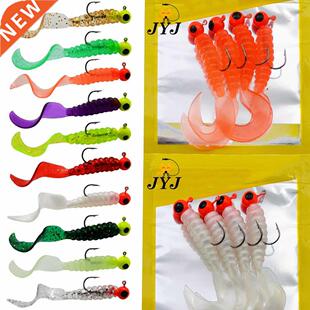 JYJ 3,5g jig con gancho 6cm suave cola cebo larva gusano de