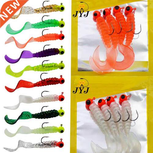 JYJ 3,5g jig con gancho 6cm suave cola cebo larva gusano de