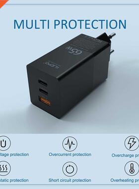 USB C Charger 65W 3-Port PD Charger Type C Fast Charger