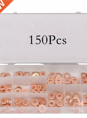 150Pcs Copper Washer Gasket Nut and Bolt Set 15 Sizes Flat R