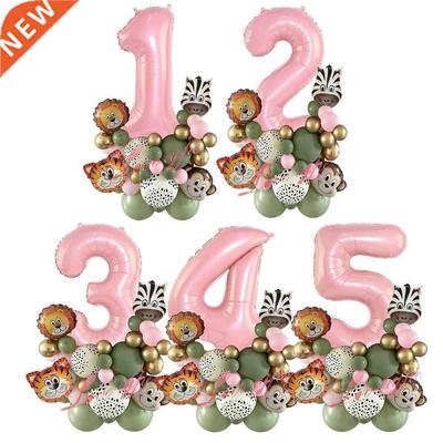 38pcs Wild One Animal Theme Party Balloon Tower for Girl's J