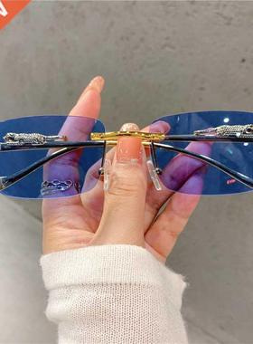 Vintge Sunglsses Rimless Cut Edge Women's Sunglsses Fshi