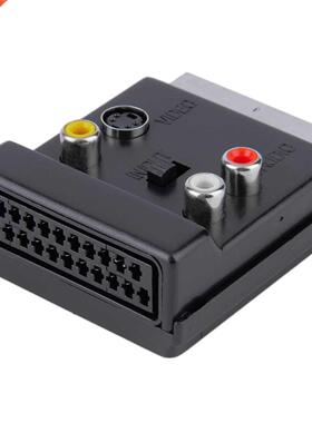 Newest able Scart Male to Female S-Video 3 RCA Adapter black