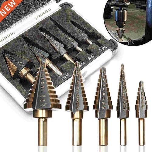 5pcs HSS Large Cobalt Hole Titanium Cone Step Drill Bit Cutt