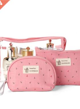 3 Set Casual Women Travel Cosmetic Bag PVC Leather Zipper Ma