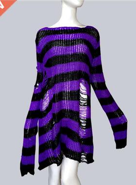 Plus Size Punk Gothic Long Unisex Sweater Dress Cool Hollow