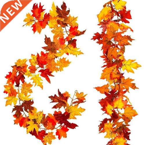2 Pcs Artificial Autumn Maple Leaves Garland Fall Hanging Pl