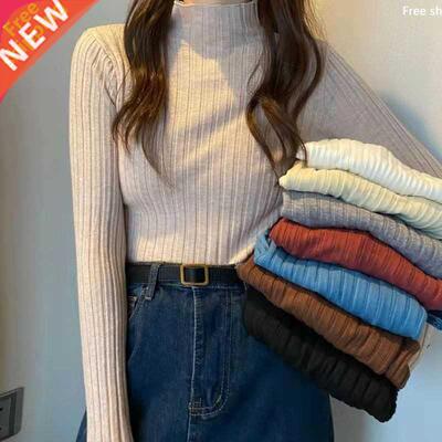 3XL women winter autumn sweater elastic knit tops turtleneck