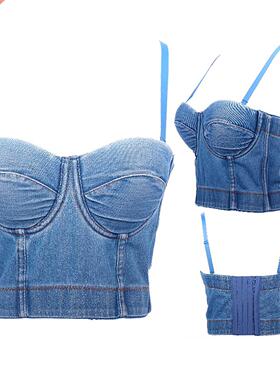 Denim Camisole Women Tank Top Adjustable Shoulder Strap Vest