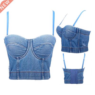 Denim Camisole Women Tank Top Adjustable Shoulder Strap Vest