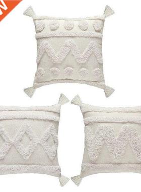 Nordic White Throw Pillow Case Wave Striped Tufted Textured