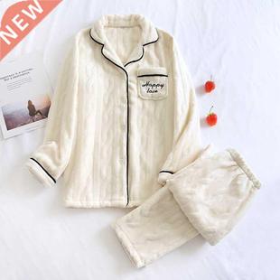 Pajamas Set Women Autumn/winter Thick Long Sleeve Men Nightg