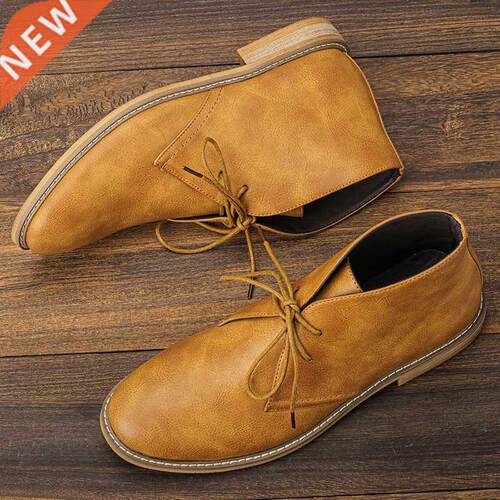Men Boots Retro Comfortable Desert Leather Boots Brand Ank