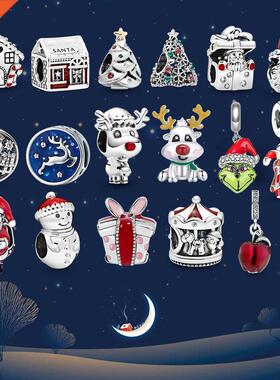 Christmas 925 Sterling Silver Christmas Santa Claus Charm El