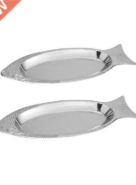 2pcs Creative Food Plates Kitchen Serving Dishes Stainless