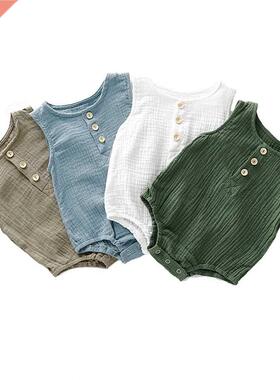 Summer Infant Baby Boys Girls Romper Muslin Sleeveless Newbo