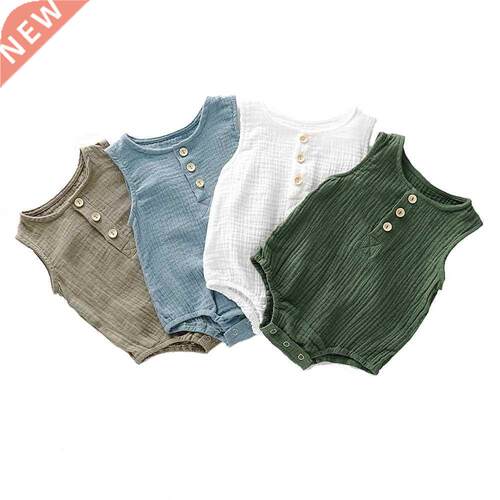 Summer Infant Baby Boys Girls Romper Muslin Sleeveless Newbo