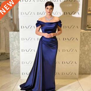 Elegant Navy Blue Prom Dress 2021 With Detachable Train Simp