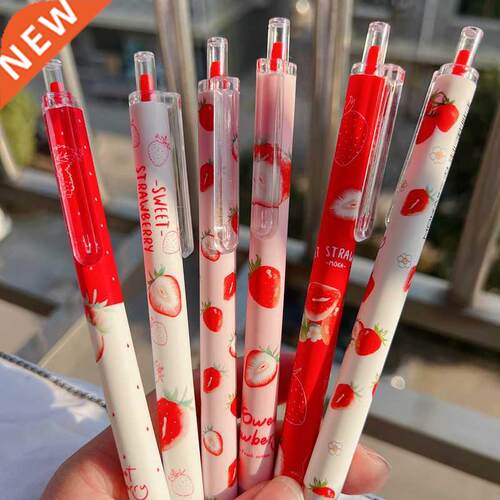 pcs /lot Sweet Strawberry Press Gel Pen Rollerball Pen 0.5