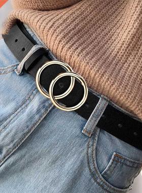 Double ing Cicle Button Belt Leisue Jeans Fashion Dess W