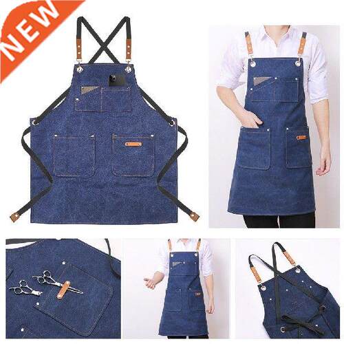 Woman Men Chef Work Apron Canvas Kitchen Aprons For Cafes