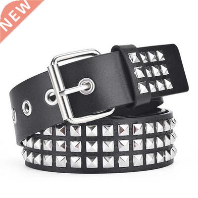 Women Belt Punk Hardware Jeans Belt Square Beads Rivet Belt